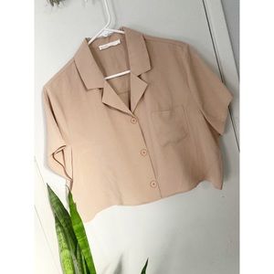 OAK+FORT Button Down Crop Top